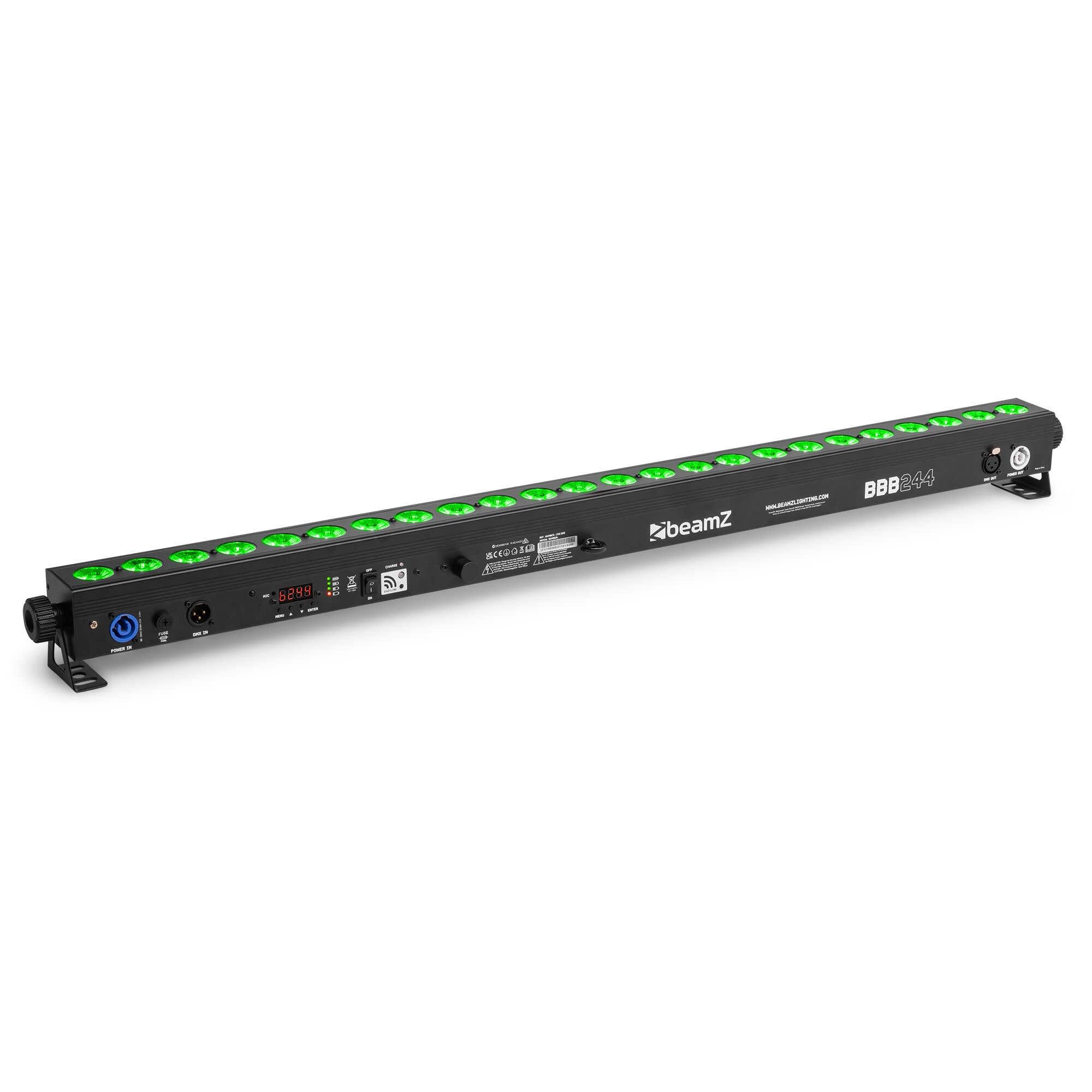 BeamZ BBB244 - Barra LED RGBW con batería, 24 LEDs de 4W y DMX inalámbrico