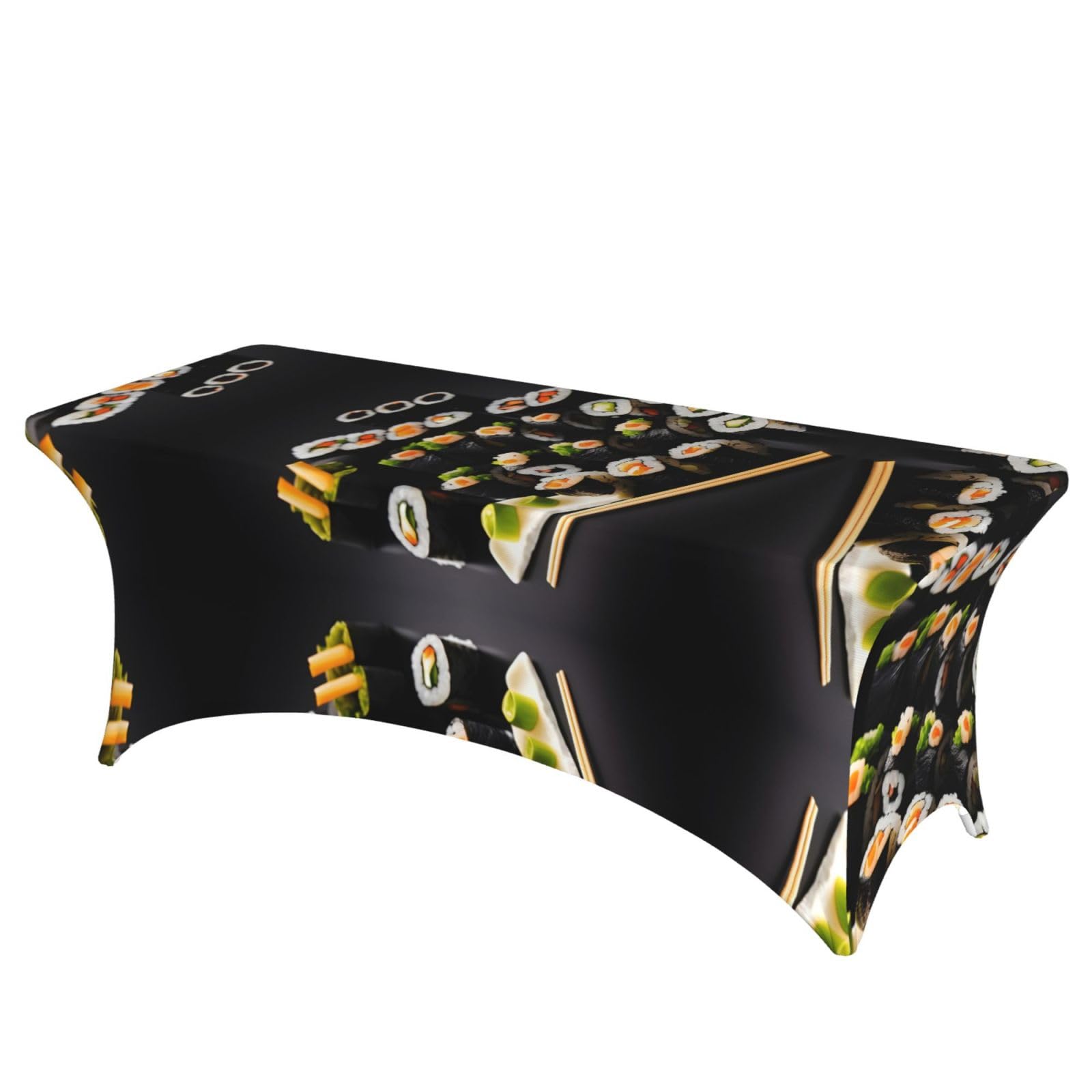 Nappe de table extensible haut de gamme motif sushi noir élasthanne pour mariage