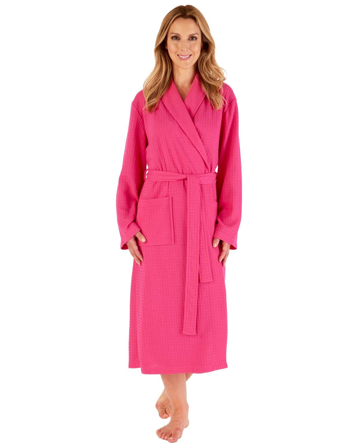 Slenderella Ladies Shawl Collar Waffle Gown HC3301 Raspberry Small