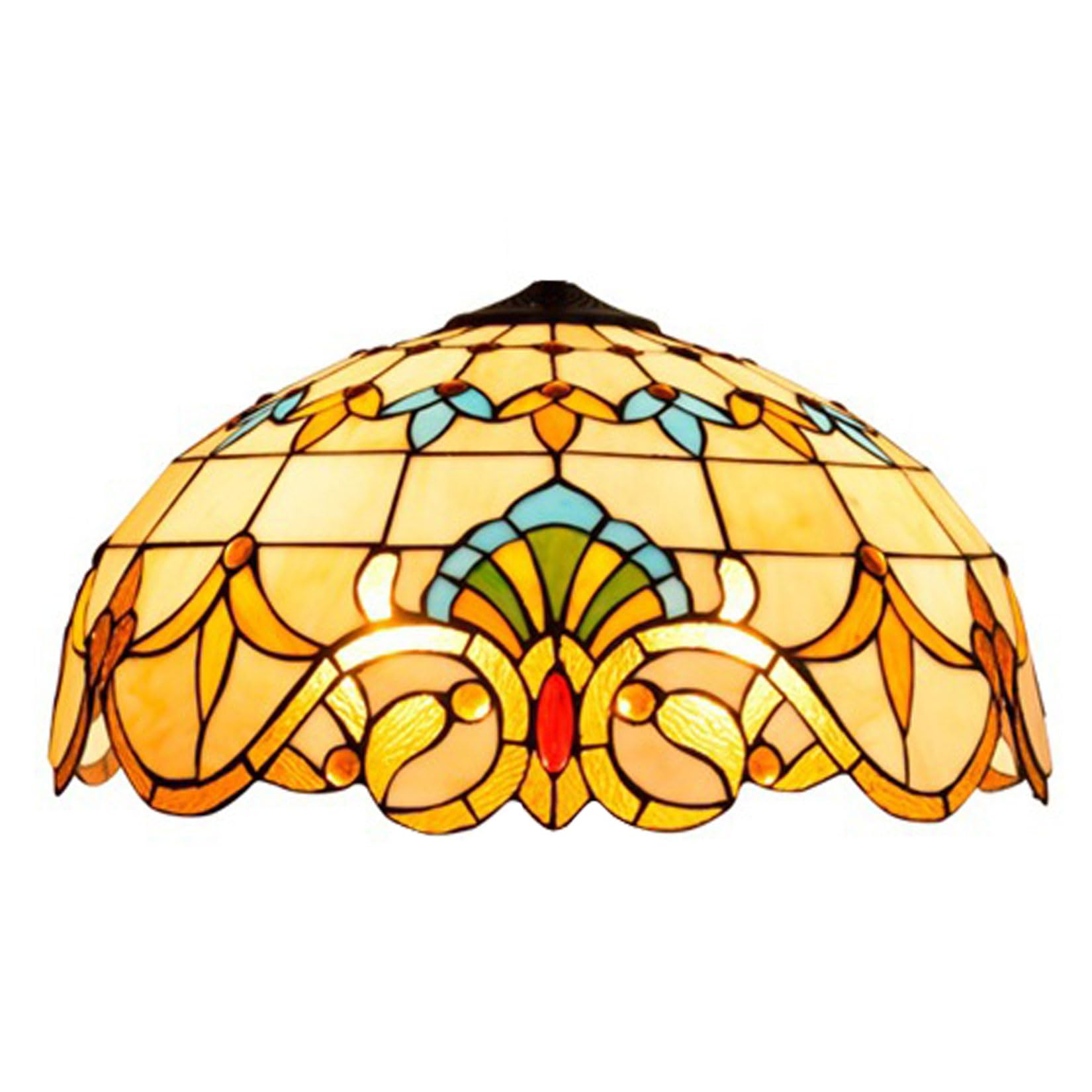 SaryEdge 20 Inch Baroque Lamp Shade Replacement Only, Tiffany Handmade Stained Glass Peaches & Lilies Lampshades Accessories for Table Lamp, Pendant Light, Floor Lamp, Ceiling Fixture，，