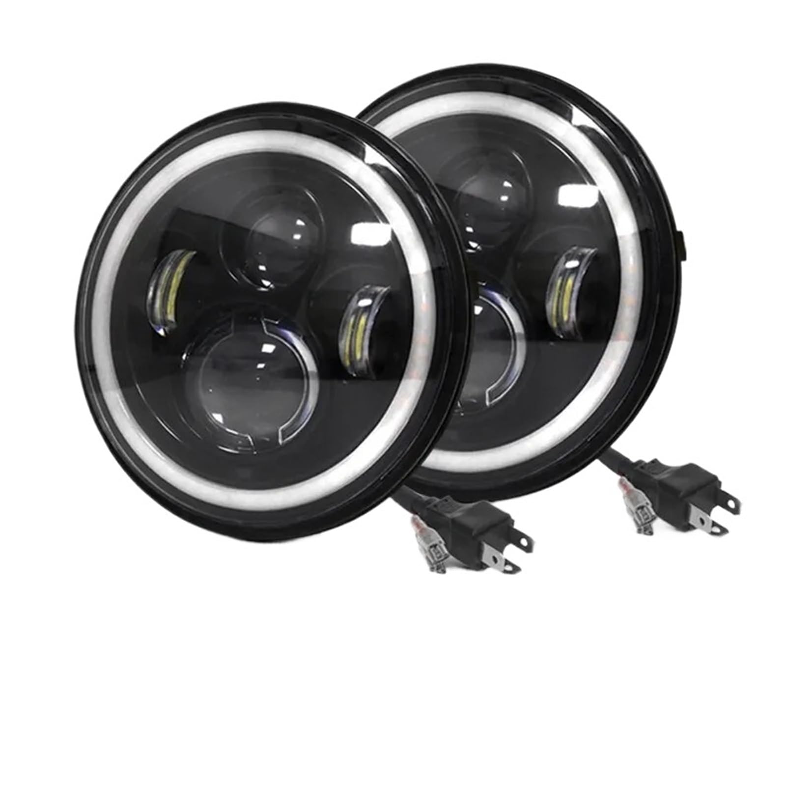 Driving Phare pour Land pour Rover pour Range pour Rover County Classic Utility 4 Portes 1983-1997 2 Pièces Moto Voiture 7 Pouces Phare LED DRL H4 Phare Angel Eyes Feux Avant