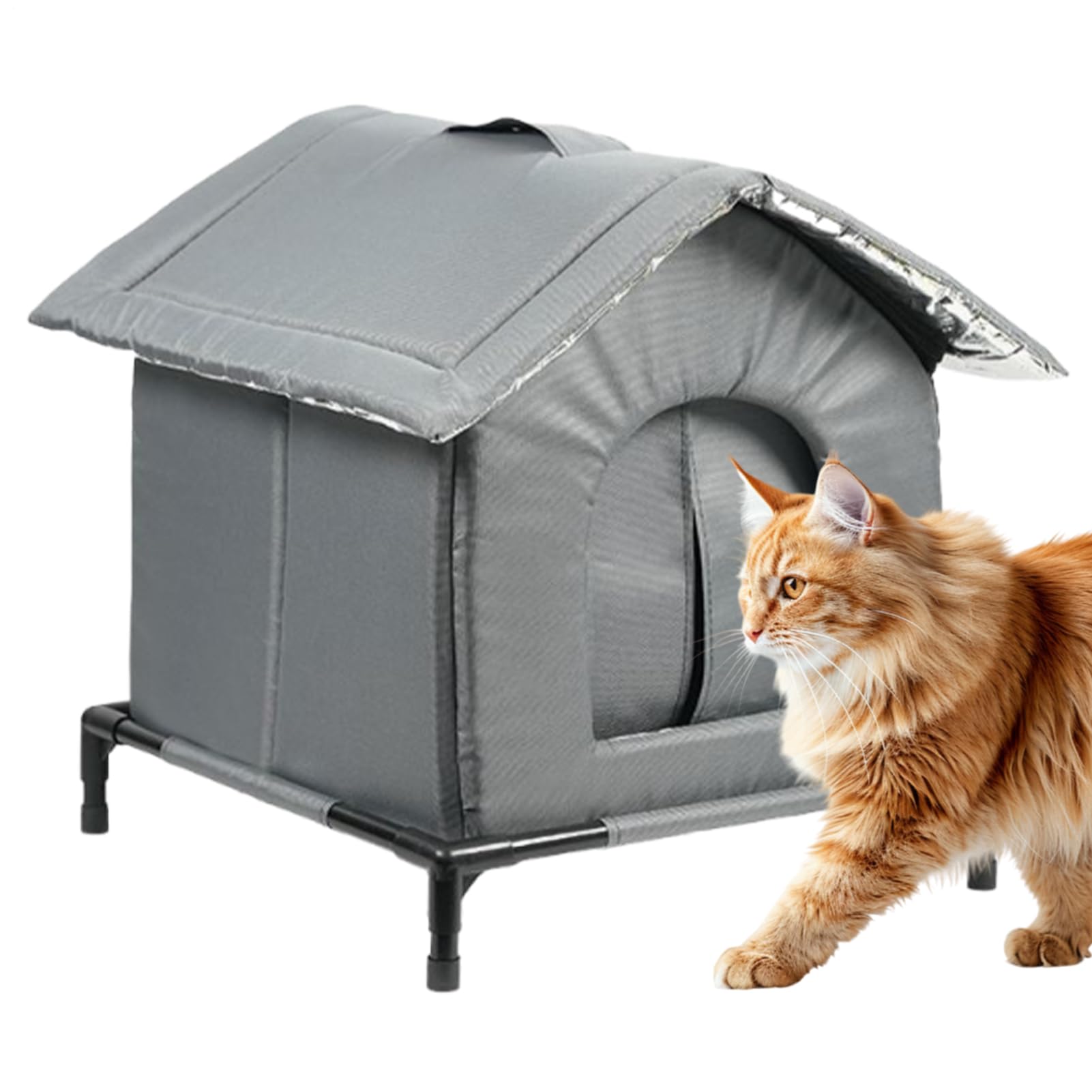 Outdoor Cat House Waterproof, Insulated Outdoor Cat House, Outdoors Shelter for Cats With Elevated Base, Enclosed Pet Tent, Insulation Winter Animal Shelter, for Patio Community Backyard