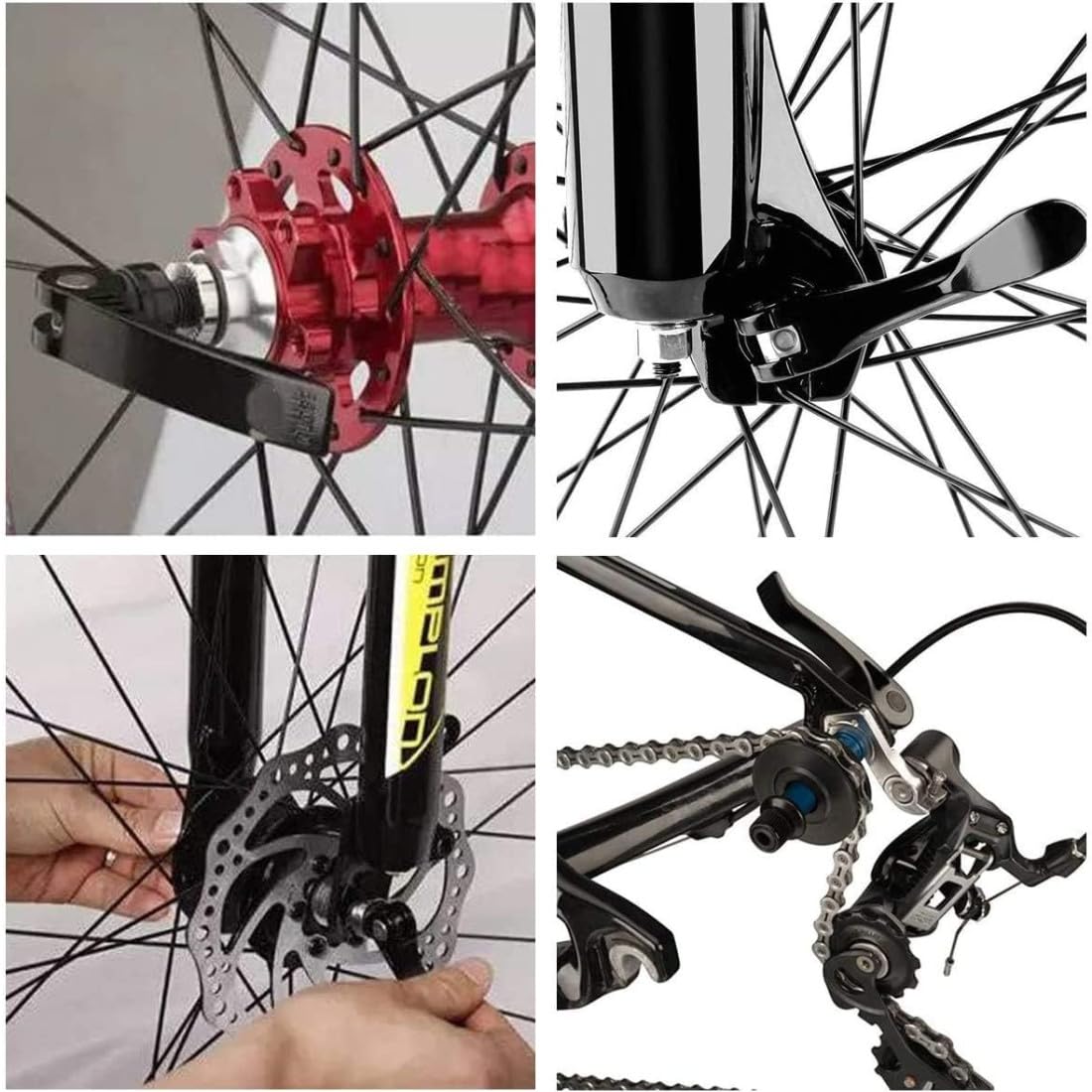 Sgancio Rapido Bici in Ferro, 1 Paia Set Anteriore e Posteriore Assale Albero Cavo per Strada, MTB, BMX, Nero