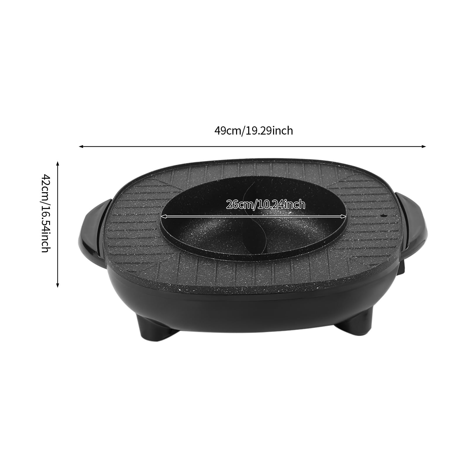 Hot Pot Barbecue électrique 2 en 1 multifonction 2000 W Chauffage antiadhésif 5 à 6 personnes Fête Cuisine Restaurant Balcon 49 x 42 x 12 cm