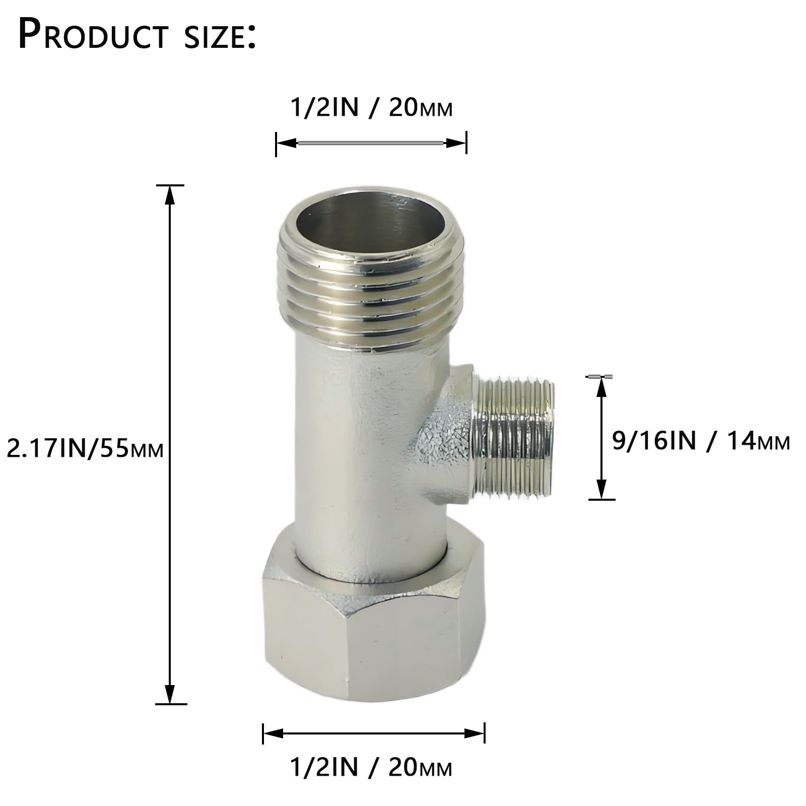 Brass 3-Way Tee Adapter - Plumbing Supplies -3