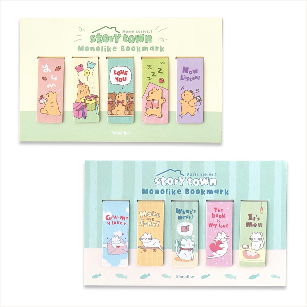 Monolike Magnetic Bookmarks Storytown Momo + Azzle, 10 Pieces, Package size : 6.10x3.74x0.16 (in)