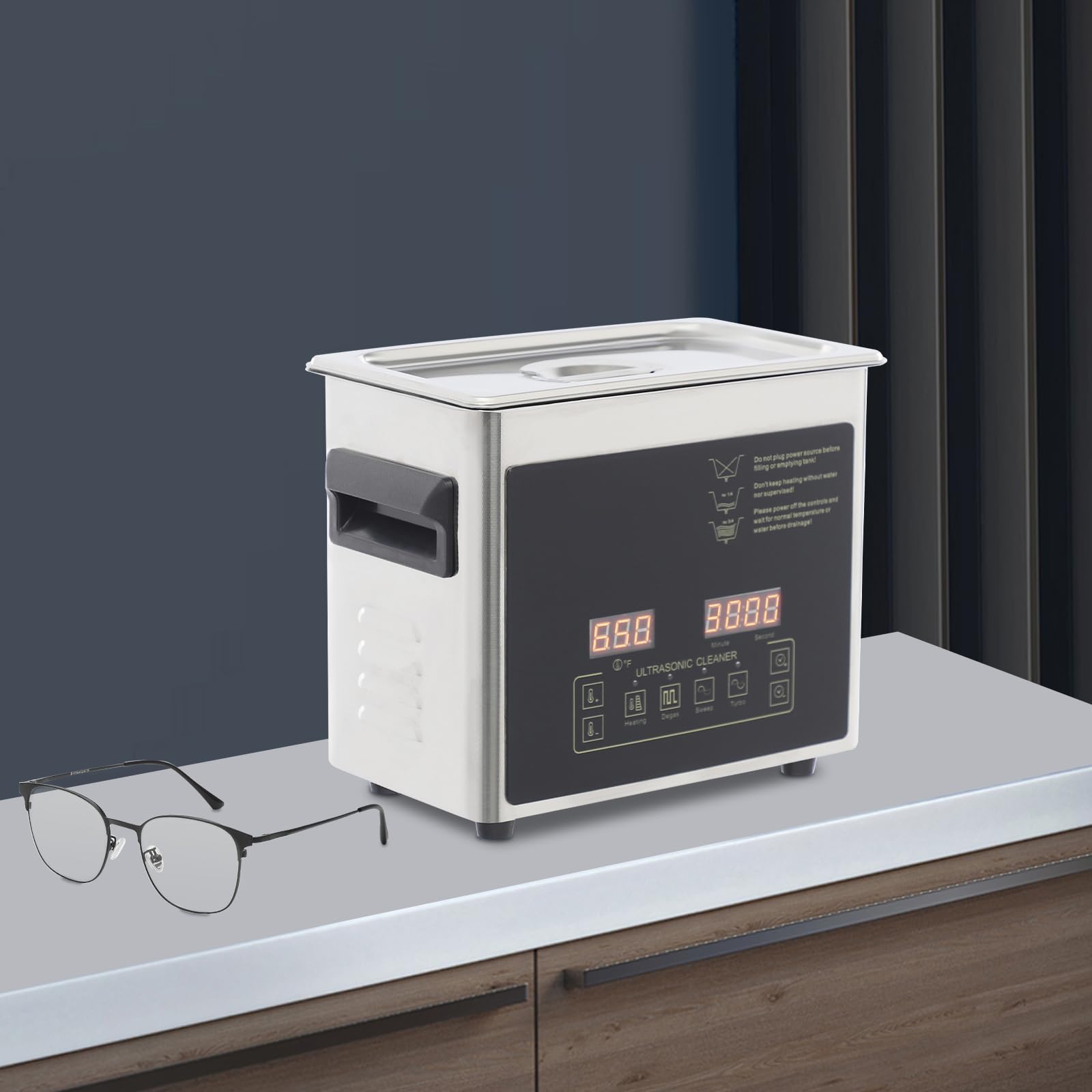 Ultradźwiękowe urządzenie do czyszczenia, podwójna częstotliwość 28/40 kHz 120 W, ogrzewanie, timer 3,2 l, do biżuterii, okularów, zegarków, laboratorium, warsztatu