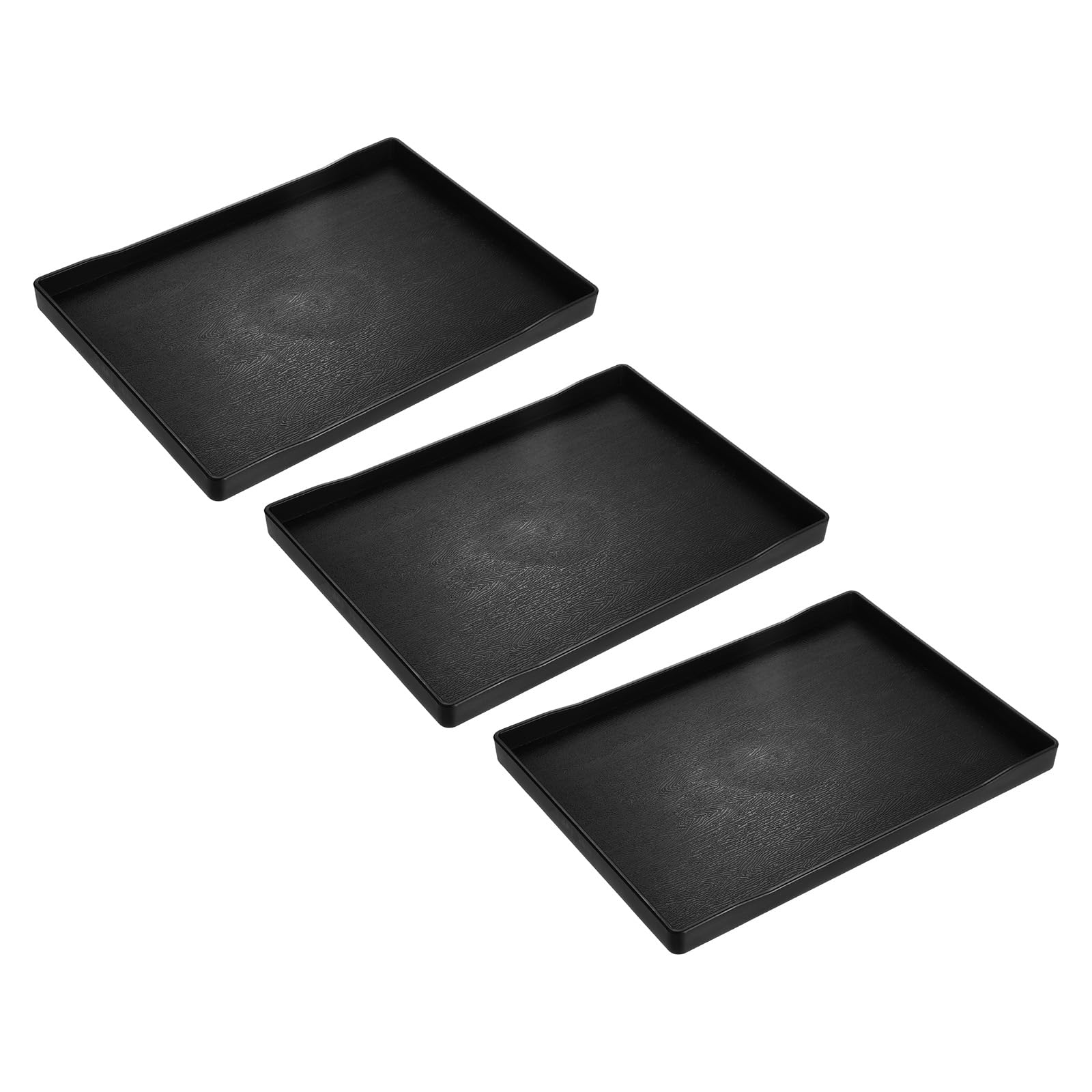 uxcell 3Pcs Serving Tray Small Black Mini Tray 6" x 9" Plastic Rectangular Wooden Serving Trays Decorative Ottoman Platter for Breakfast Kitchen Bathroom