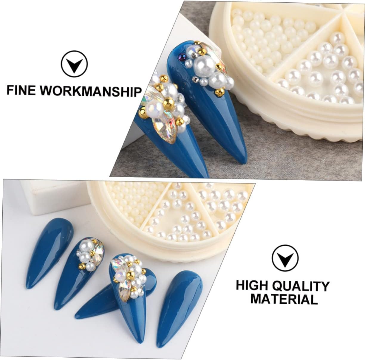 VALICLUD Nail Art Beads for Manicure Decoration Mixed Half Round Patches for Nail Art Enthusiasts and Craft Projects
