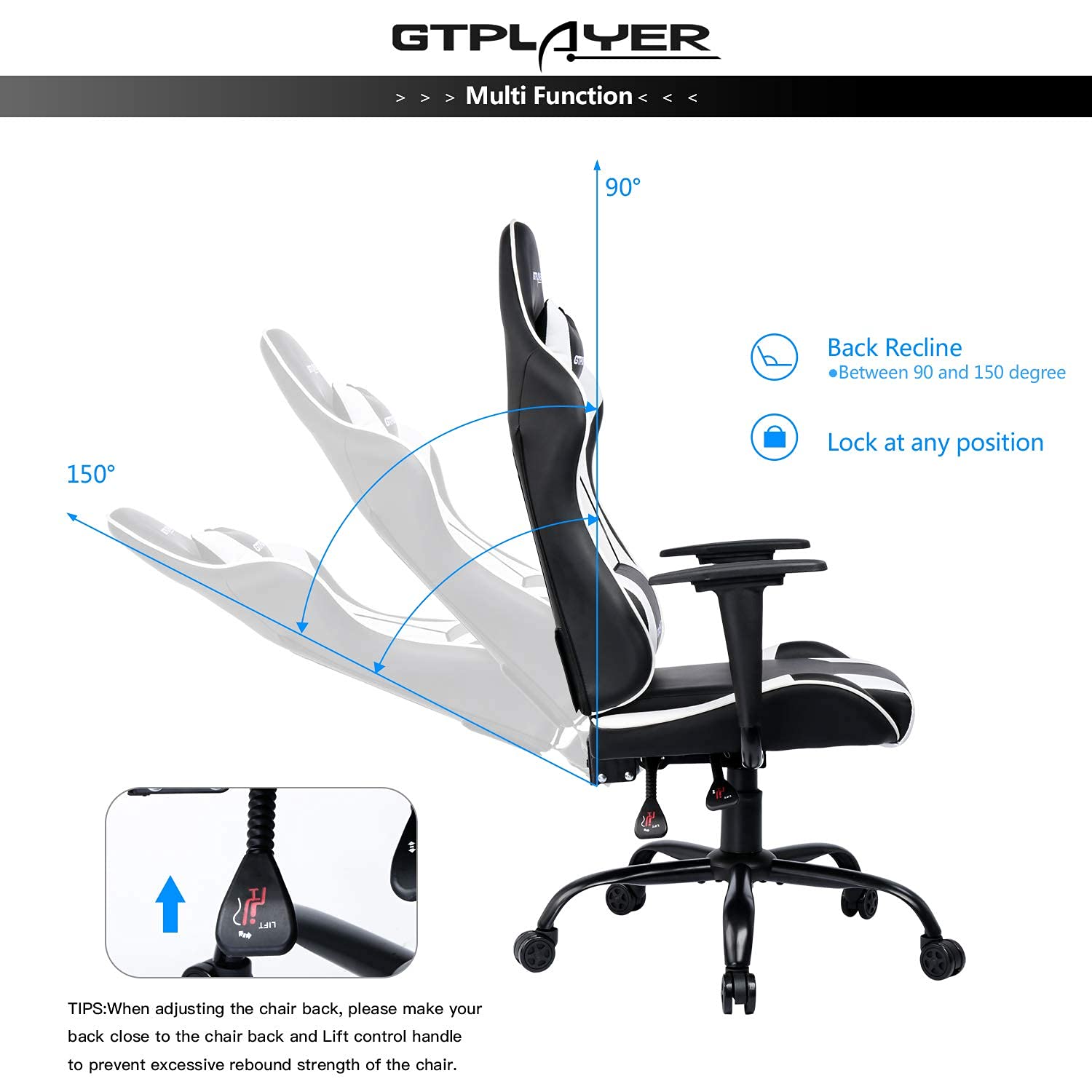 GTPLAYER Gaming Chair Office Chair Swivel Heavy Duty Chair Ergonomic
