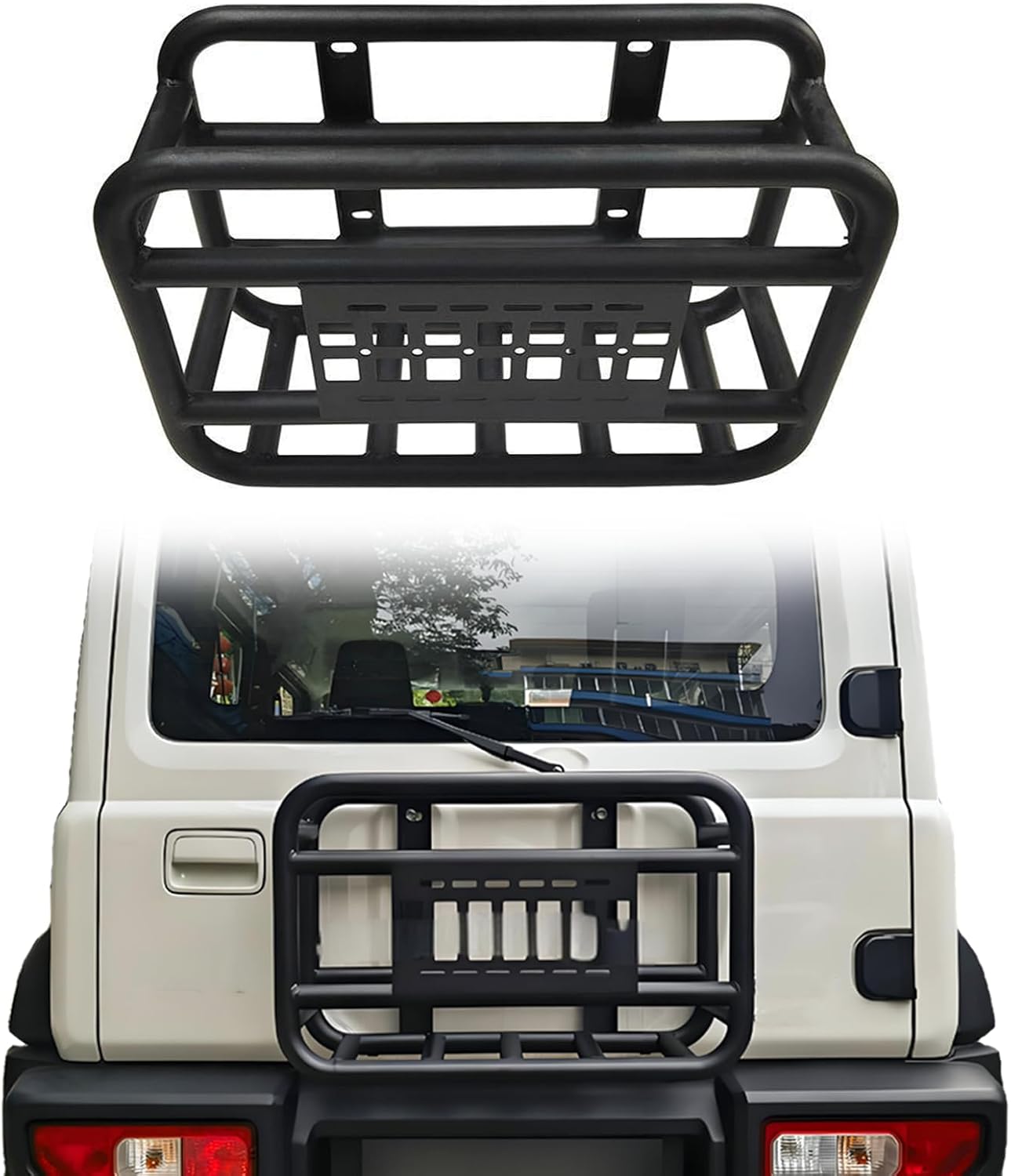 Multi-Function Tailgate Toolbox Fits for Suzuki Jimny JB74 JB64 2018-2024 Spare Wheel Storage Rack Platform Metal Small Backpack