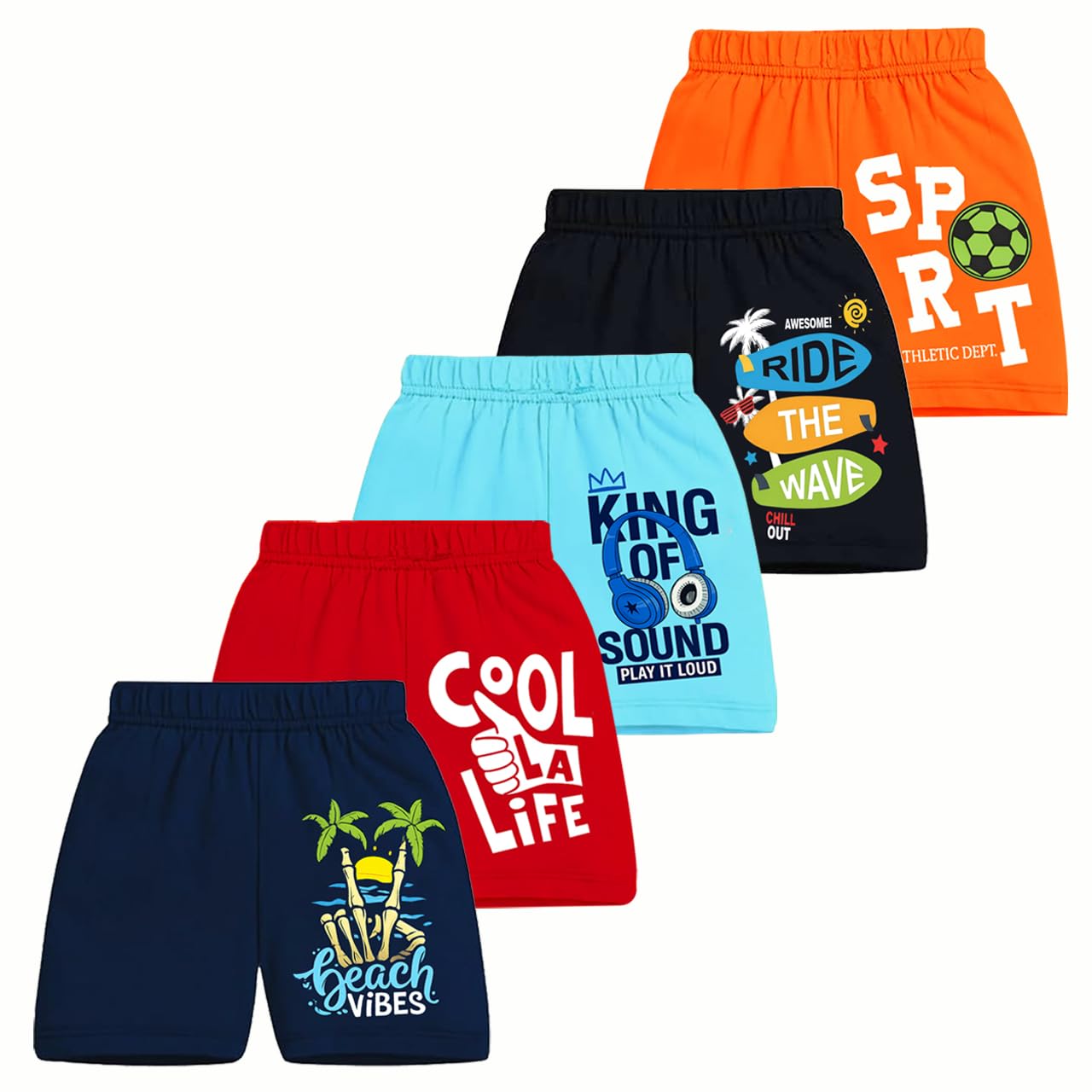 Kuchipoo Boys Cotton Printed Shorts | Elastic Waist | Summer Wear Shorts for Kids - Pack of 5 - Review, Price and Buying Guide