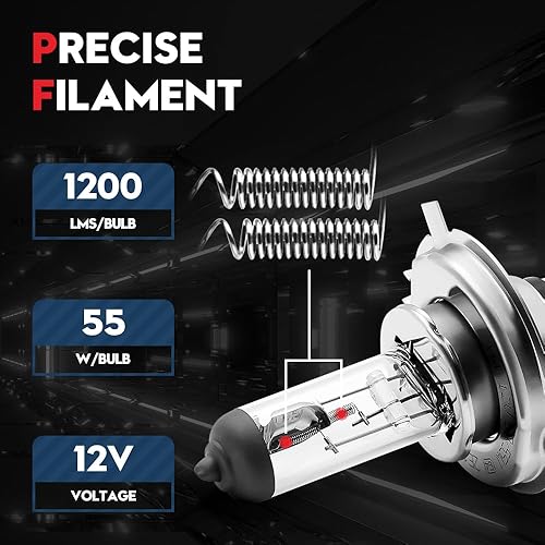 Miniatura 3 de VEHICODE H4 HB2 9003 Bombillas halógenas para faros delanteros, luz alta y baja, para motocicleta, automóvil, 12 V, 6055 W, 4300 K, blanco cálido,
