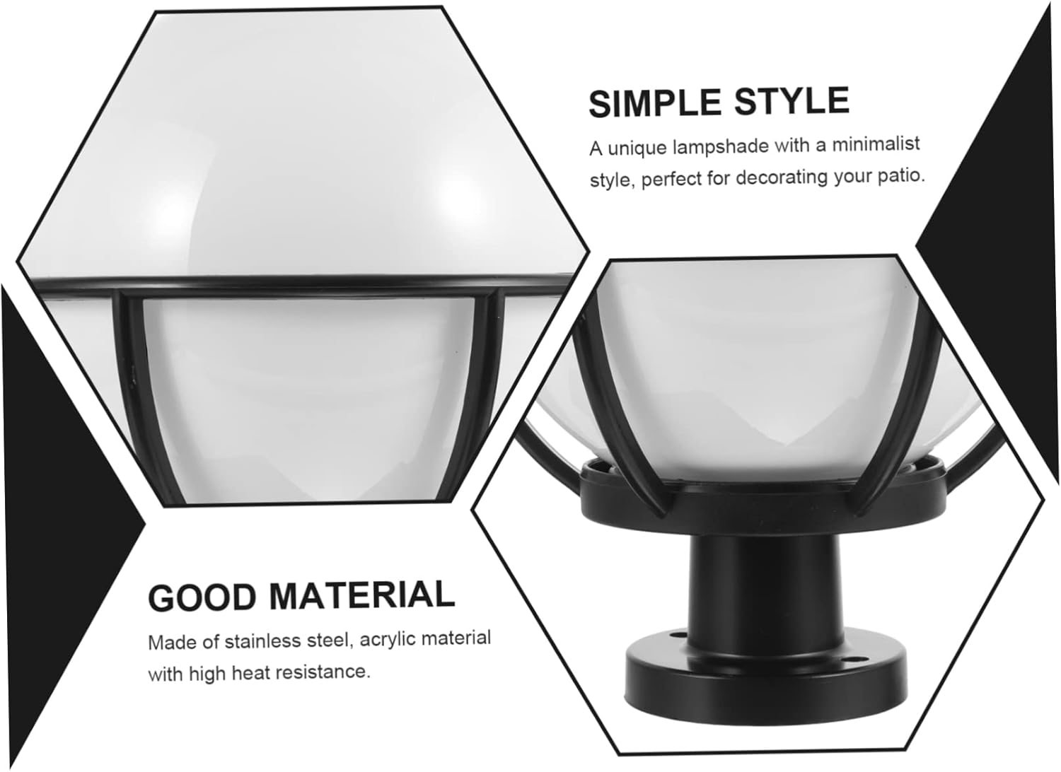 SUPVOX Outdoor Lamp Shade for Outdoor Light Fixture Acrylic Post Cover Base Waterproof Replacement Light Globe for Patio and Wall Mount