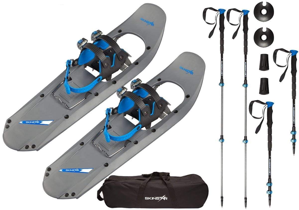 SkinStar - Racchette da Neve da 25 Pollici, Fino a 100 kg, con Custodia per Il Trasporto, Disponibile con o Senza Bastoncini