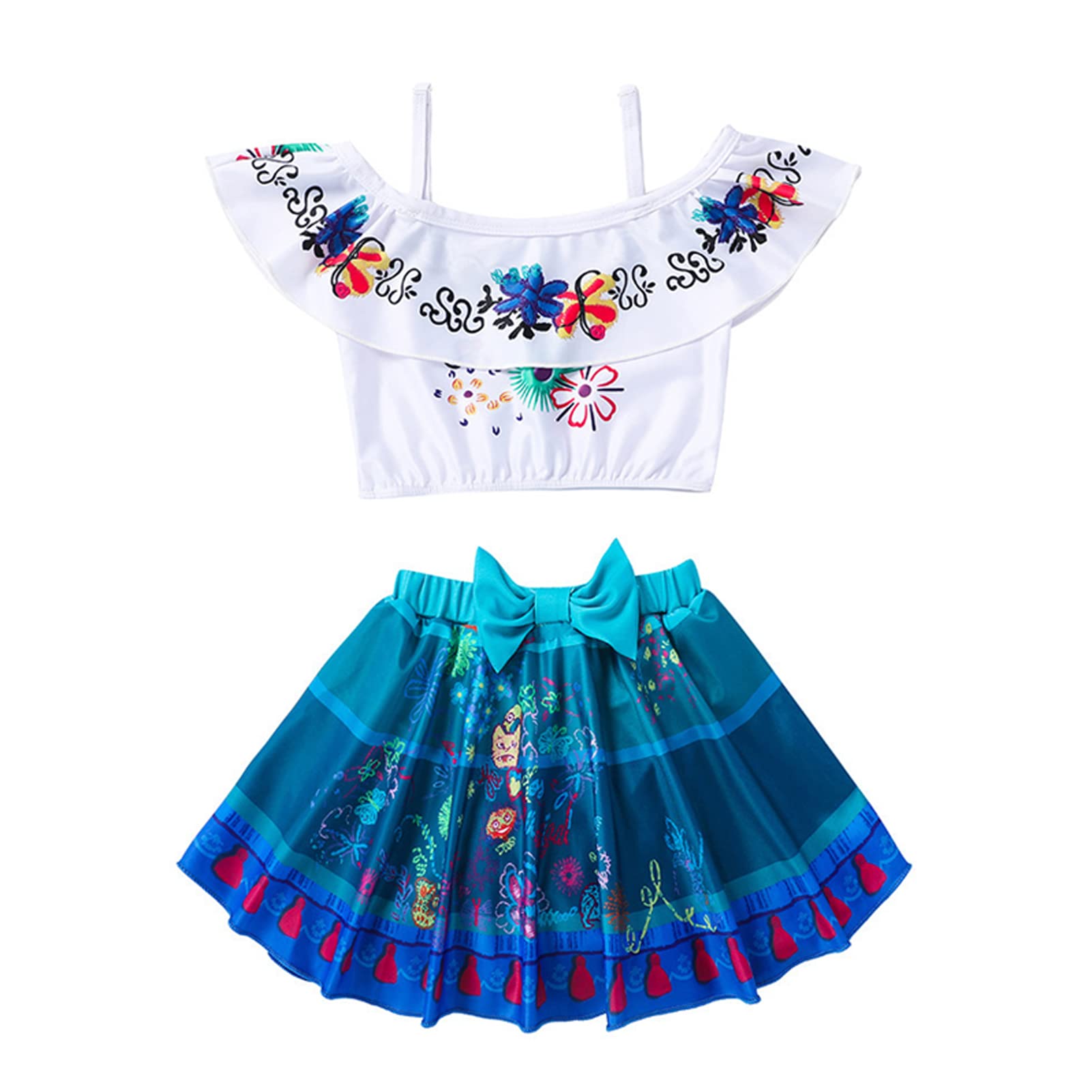 AmzManch Girls Encanto Bathing Suit 2 Pieces Mirabel Bikini Isabela Swimsuit Madrigal Family Adventure Swimwear Beach Tankini