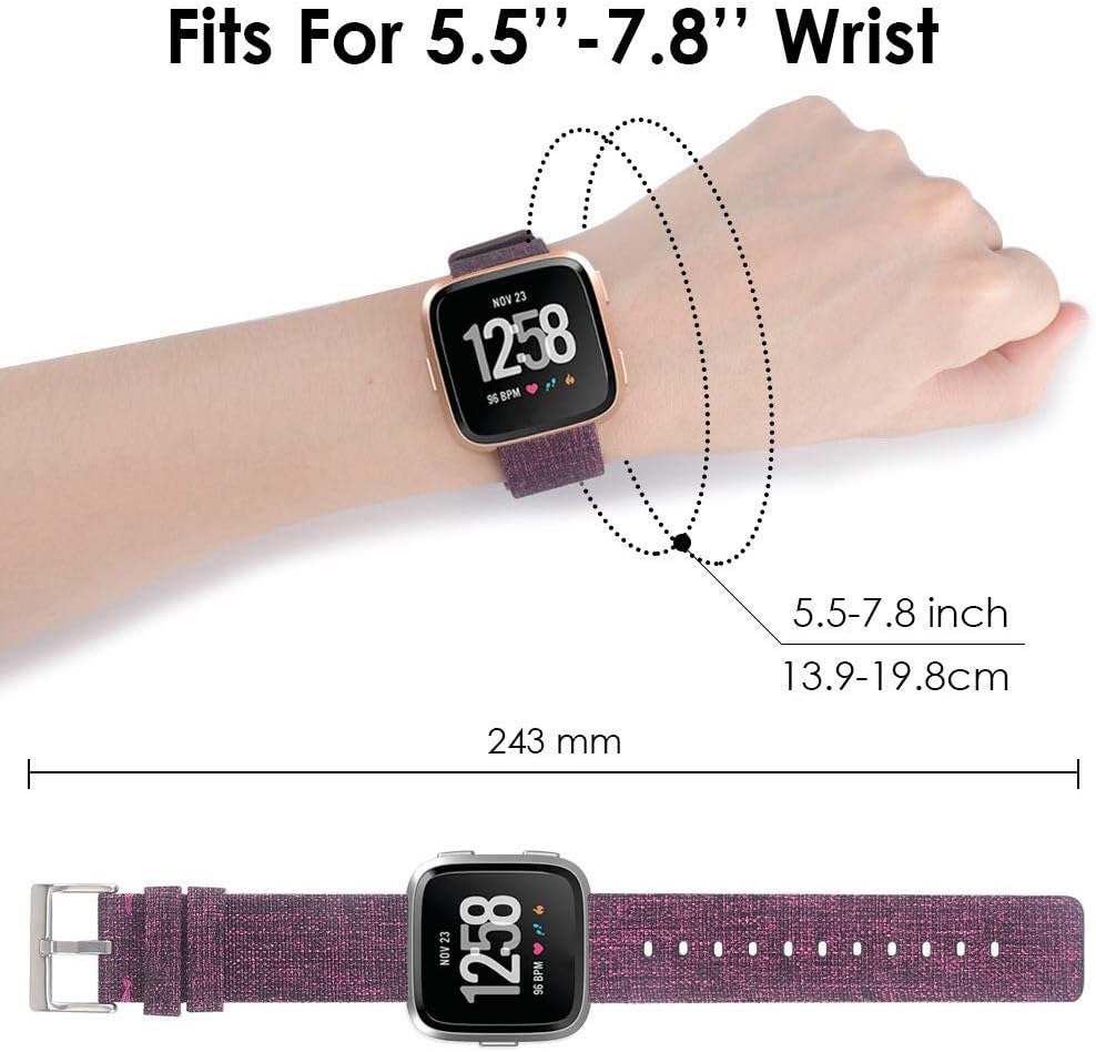 EZCO Bands Compatible with Fitbit Versa / Versa 2 / Versa Lite, Woven Fabric Breathable Watch Strap Quick Release Replacement Wristband Accessories Compatible Versa Smart Watch Women Man
