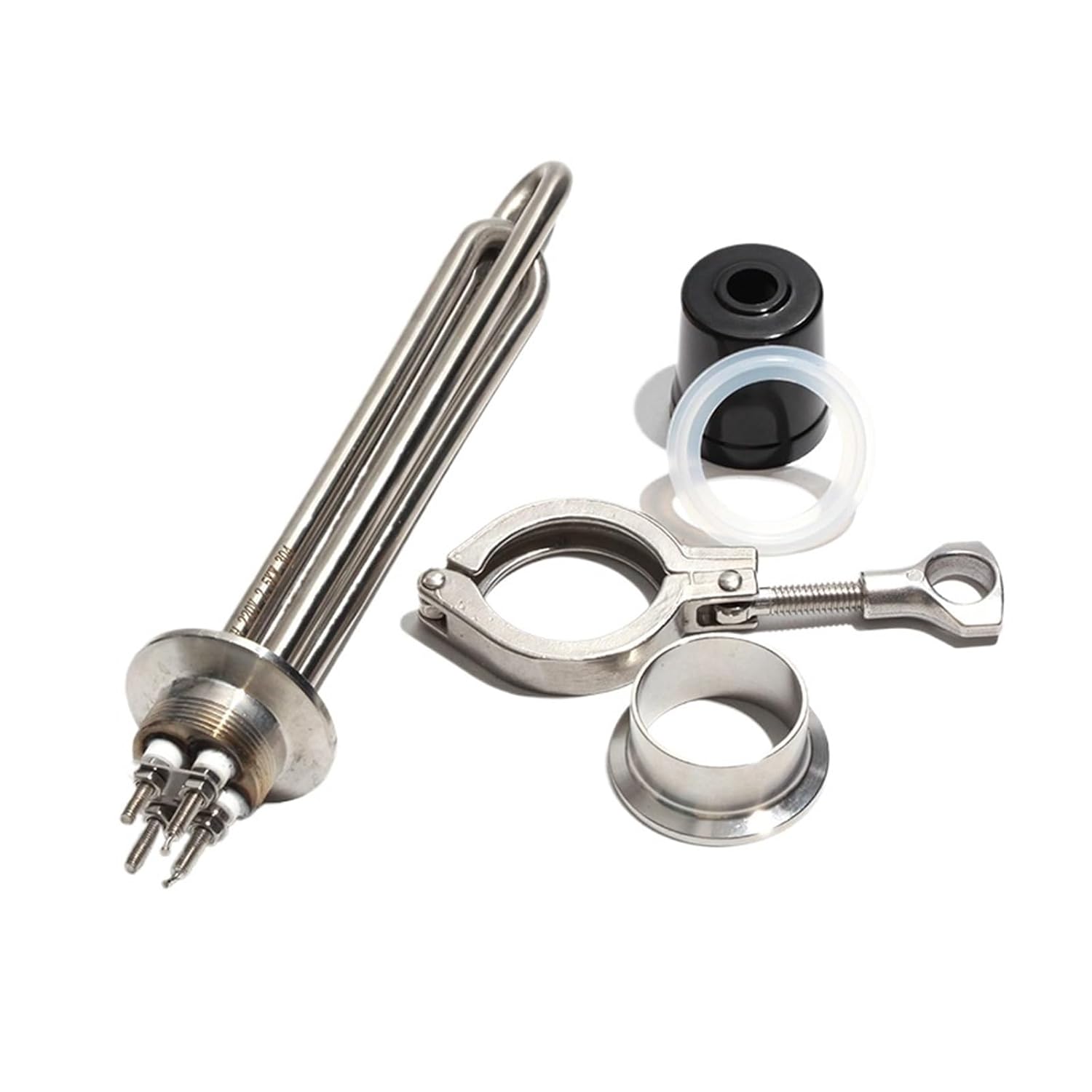 1pcs 1.5" Tri-Clamp Brew Heater, 304 Stainless Steel, 220V, with Clamp & Adapter(380V-5.5KW 360mmL)