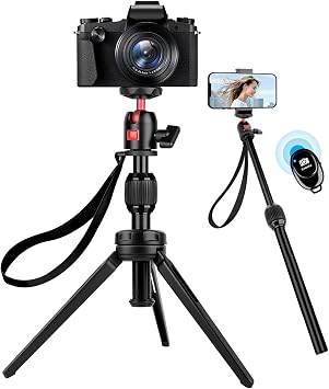 JOILCAN Mini Camera Tripod, Aluminum Alloy Portable Desktop Tripods with 360  Adjustable Ball Head, Handheld Tripod for iPhone, Camera Canon G7X Mark & Sony, Loads up 4KG