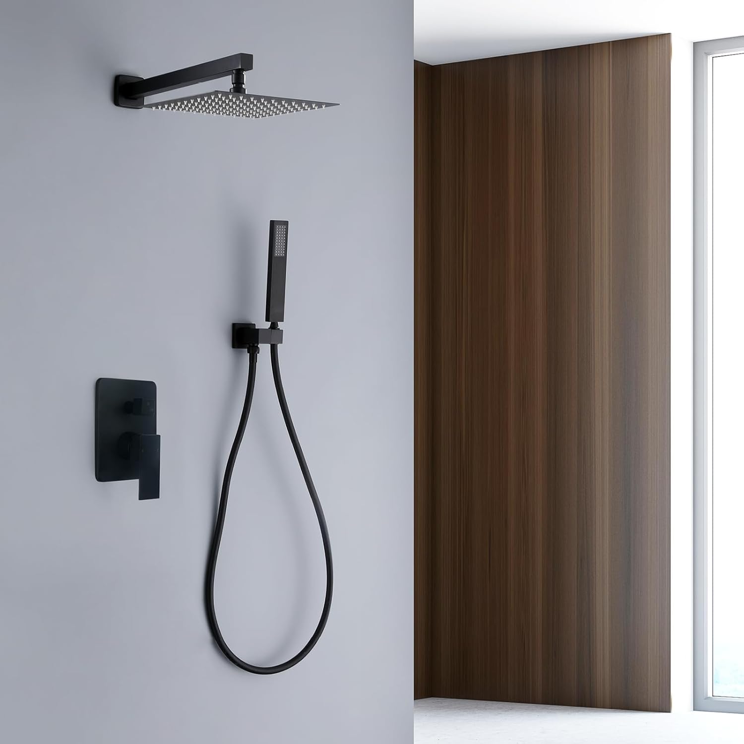 Wall Mount Shower Mixer Valve 2 Function Shower Valves Trim Kit 2 Way Showers Diverter Valve Replacement, Matte Black