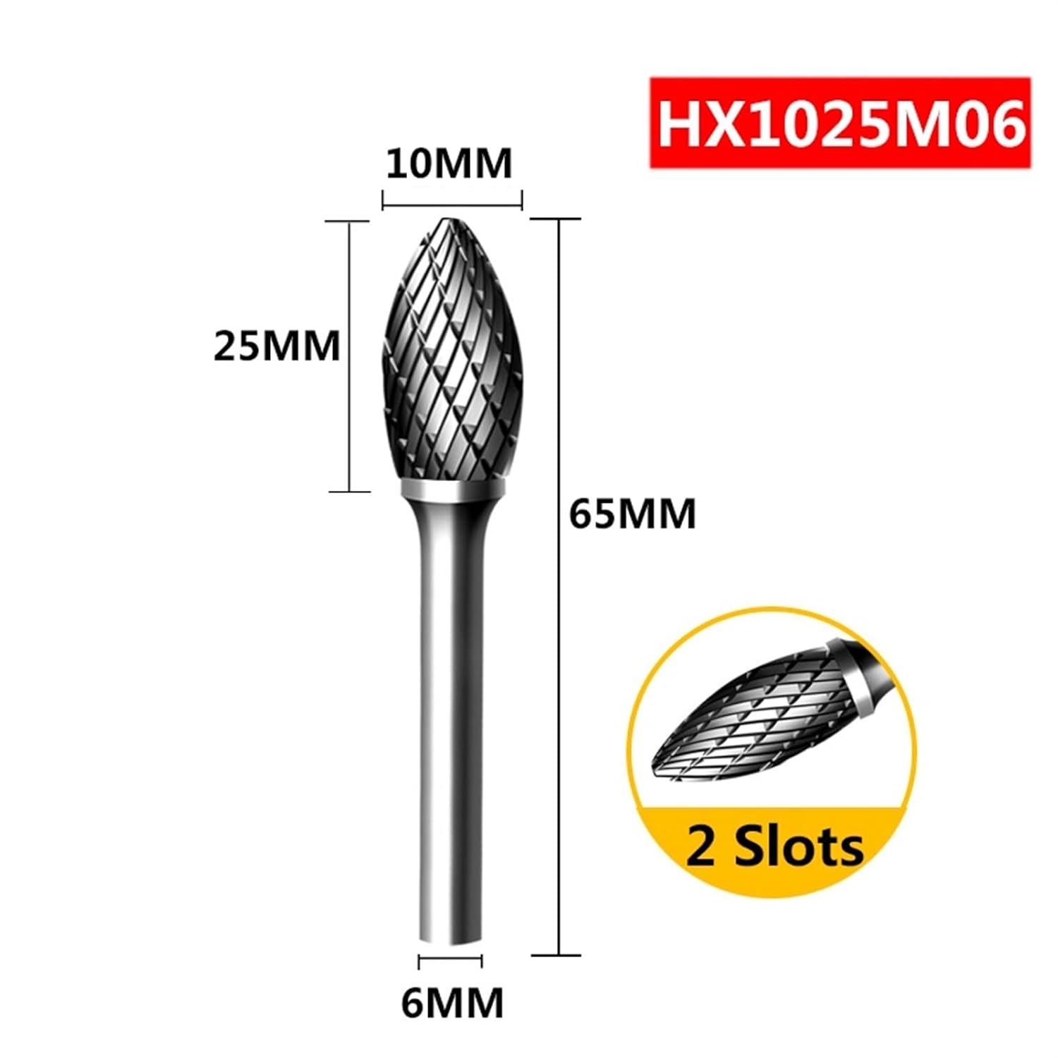 1Pcs H/HX Type Tungsten Carbide Rotary File Point Burr Die Grinder Abrasive Tools Drill Milling Metal Wood Carving Bit(HX1025M06)