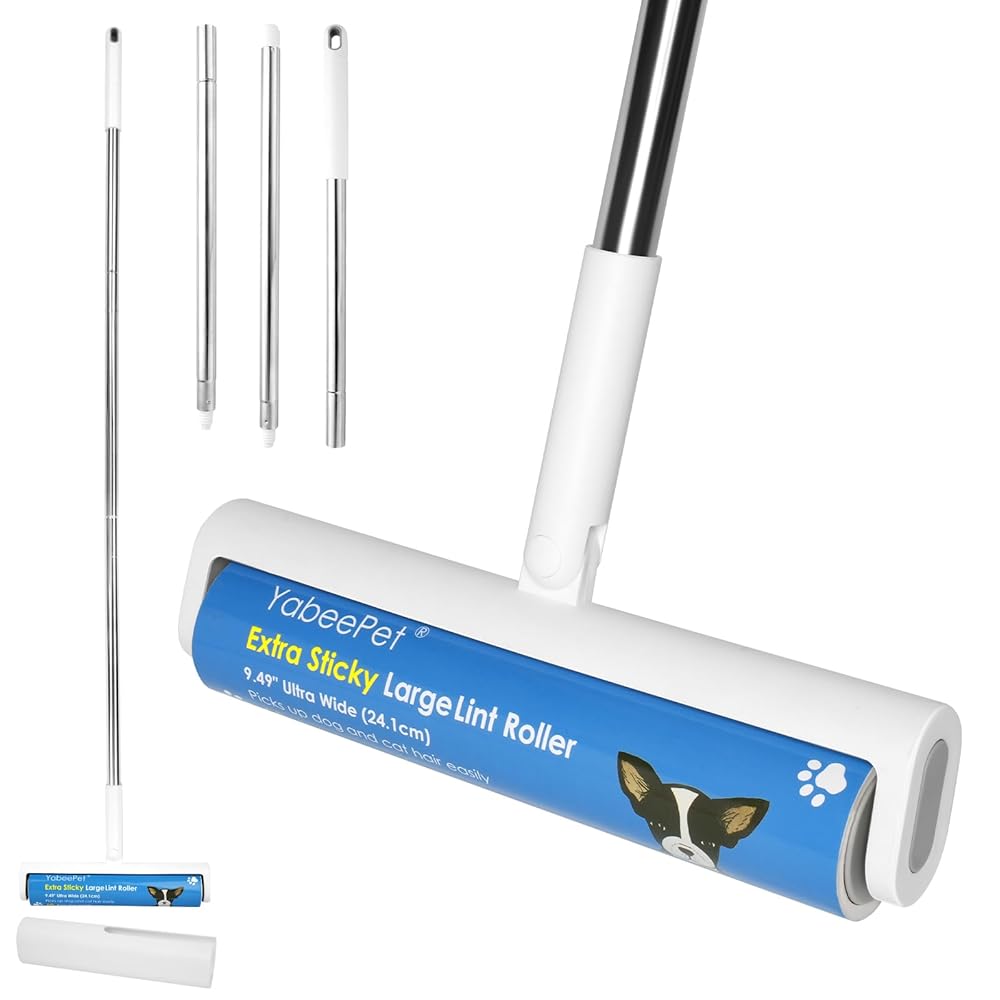 9.49\'\' Large Lint Rollers for Carpet and Floor, Extra Sticky Giant Rollers with 50\'\' Long Handle for Carpets, Couch, Floor, Clothing, and Pet Hair Cleaning(1 Pack Floor Roller)