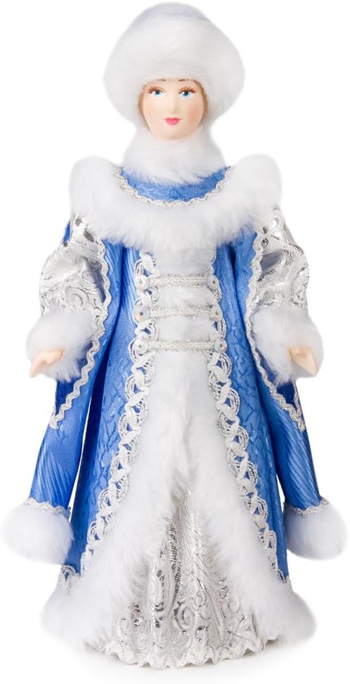 Snow Maiden in Blue Fur Coat 11-Inch Collectible Doll Snegurochka Doll Kukla Figurine