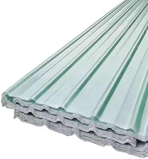2mm Fiberglass Daylighting Panels,2/4/5/7/9/12/16/17/20 Pcs Clear Roof Sheet,Anti-UV Heat-Insulating Corrugated Roofing Sheet,Impact Resistance Roof Panels,Roofing Tiles (35x63in,7 pcs)