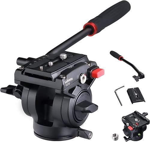 Cabezal de trípode para cámara DSLR de video, trípode de cabezal fluido resistente con placa de liberación rápida, carga máxima de 22 libras,