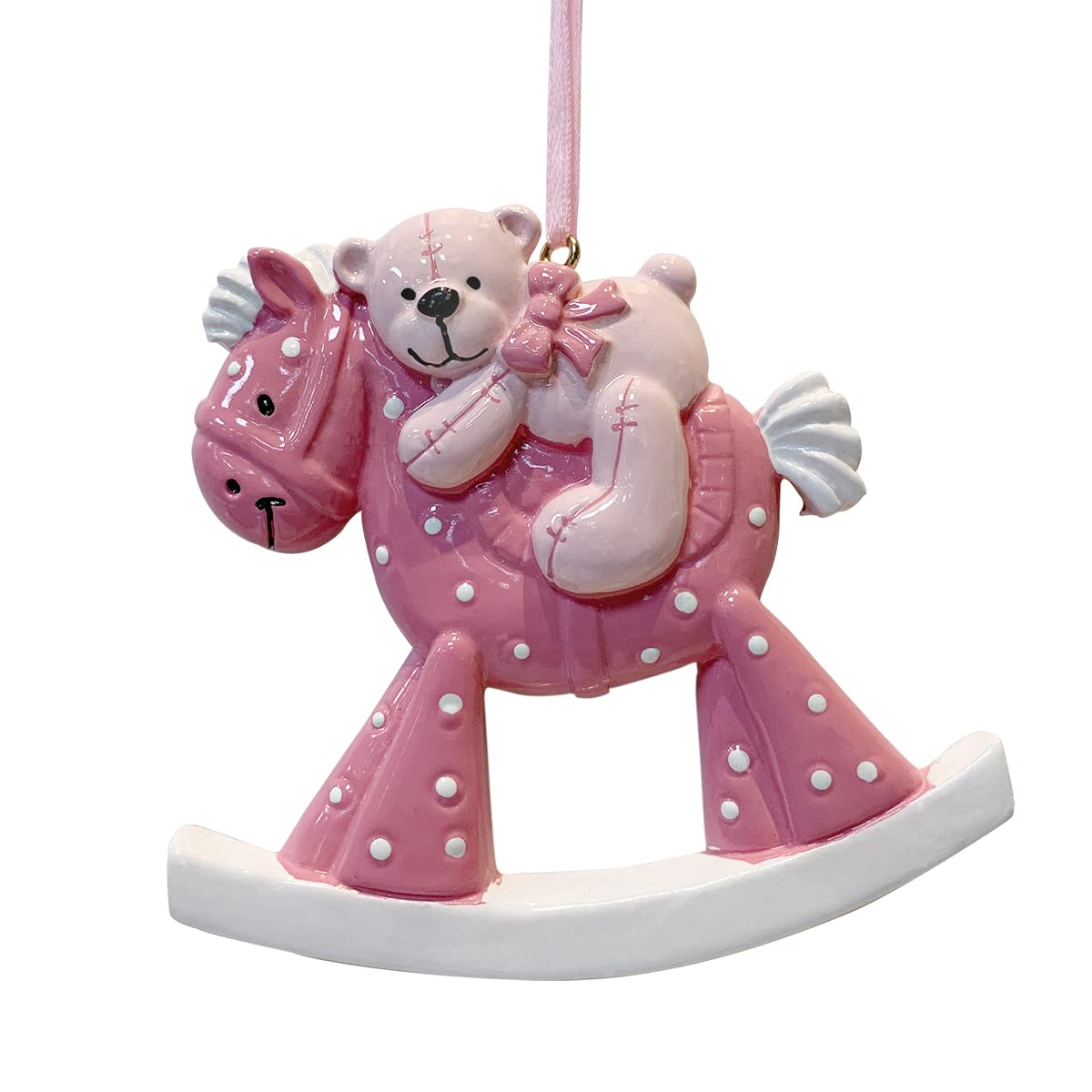 Rudolph and Me Baby's First Christmas Ornaments 2019,Personalize Christmas Ornament,Free Pen with Gifts Box Provided, Made of Resin (Horse-Pink)