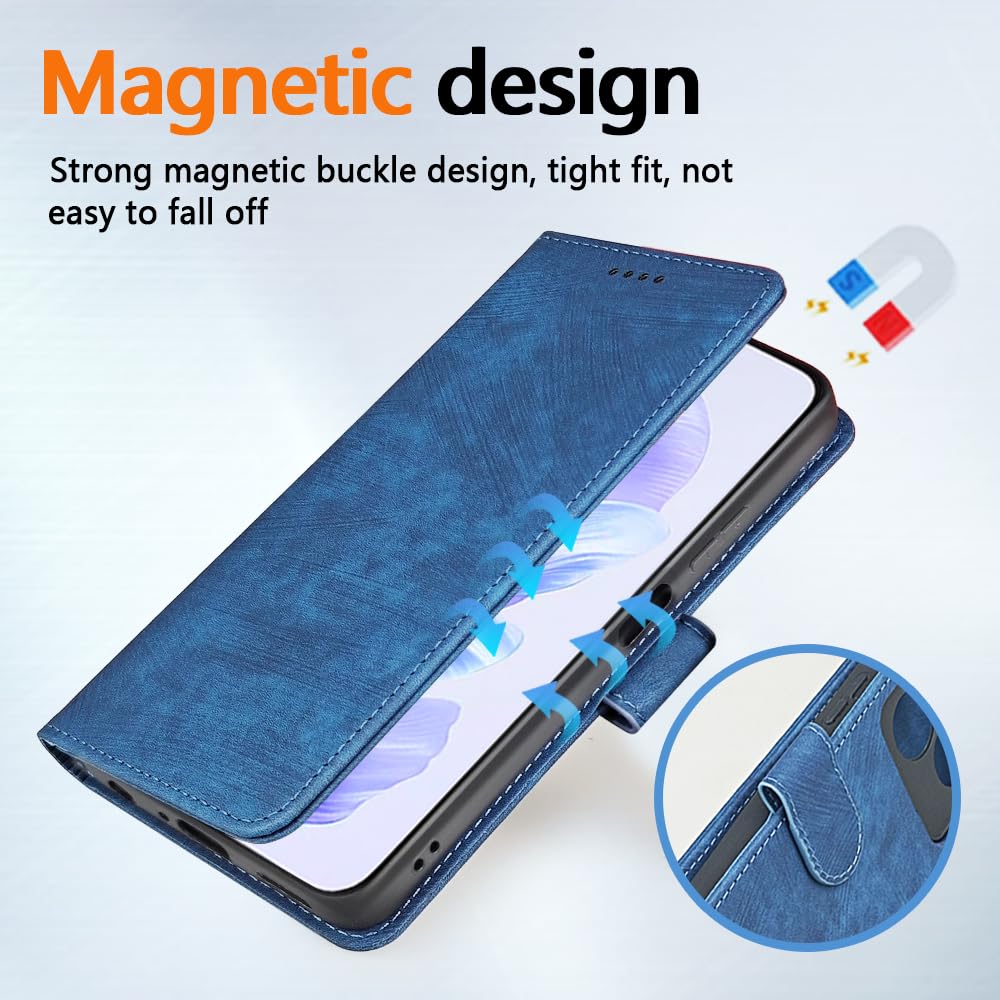 Custodia Flip In Pelle PU Bicolore Con Chiusura Magnetica Per Vivo V40 Lite 5G, Blu, Con Portafoglio E Supporto