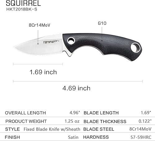 Miniatura 2 de TONIFE Cuchillo para el cuello, mini cuchillo de hoja fija de supervivencia al aire libre, cuchillo EDC de alta dureza, cuchillo de cuello portátil