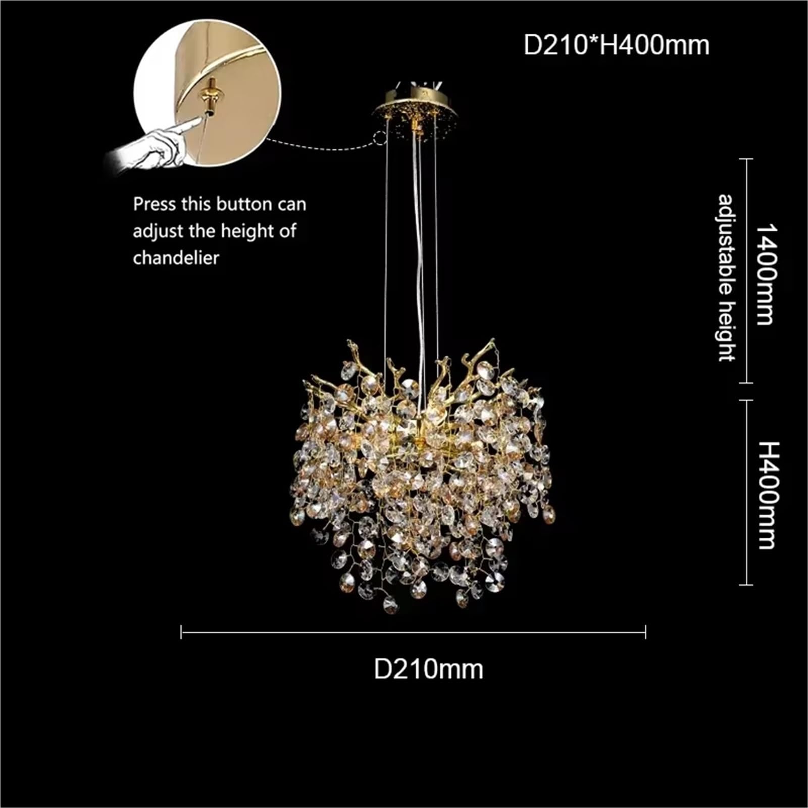 Lámpara de araña de cristal de lujo for decoración de sala de estar y comedor, lámpara de villa de arte lujoso y atmosférico, muebles