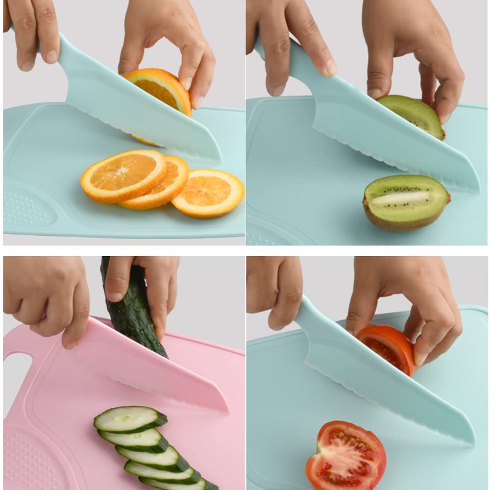 Coltelli Di Sicurezza Per Bambini In 3 Misure - Set Con Taglieri In Plastica, Bordi Seghettati, Manici Antiscivolo - 3