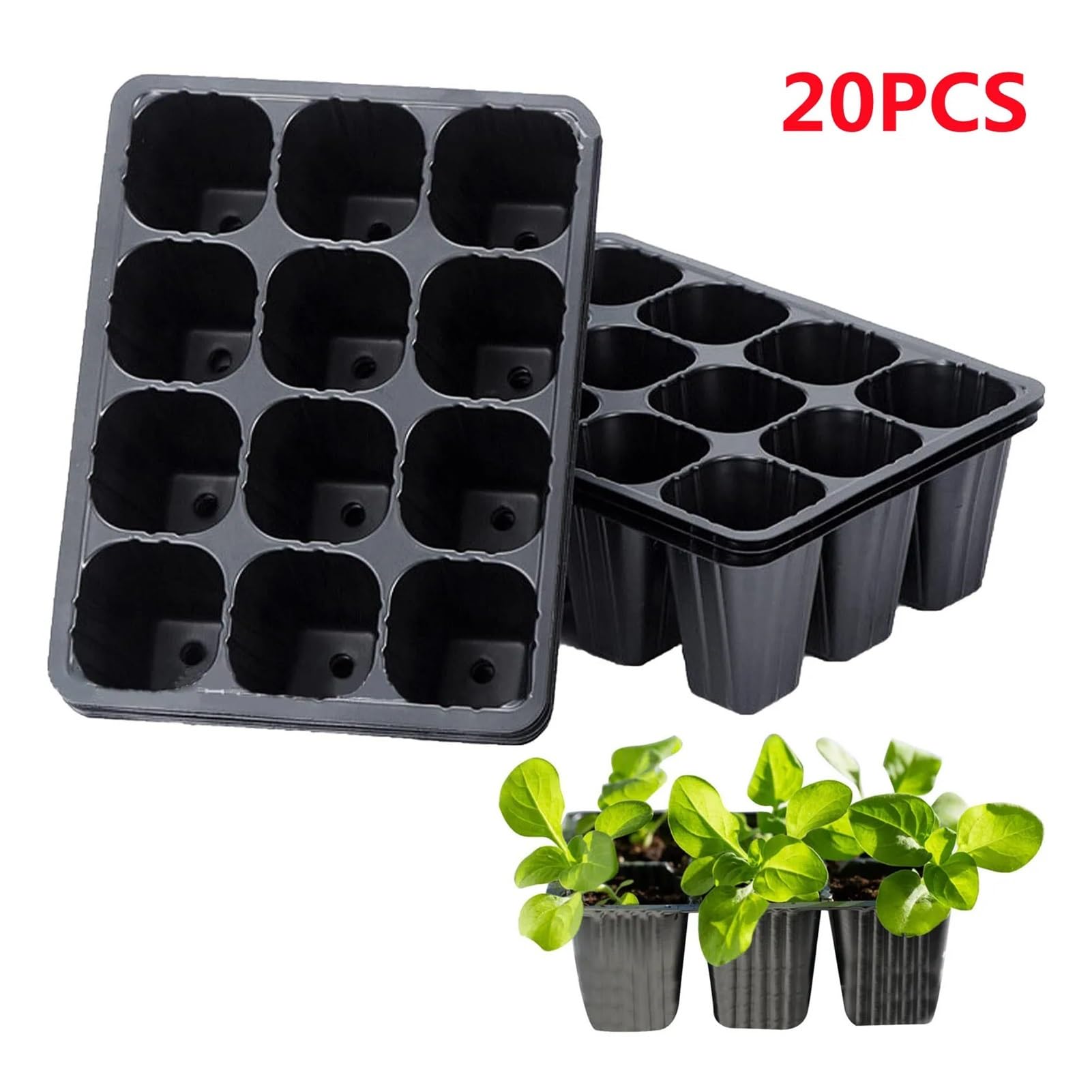 Bandejas for plántulas, 20 Unidades de 12 Celdas for germinación y propagación de Plantas, for hortalizas, Frutas y huertos. Bandejas de plástico for viveros.