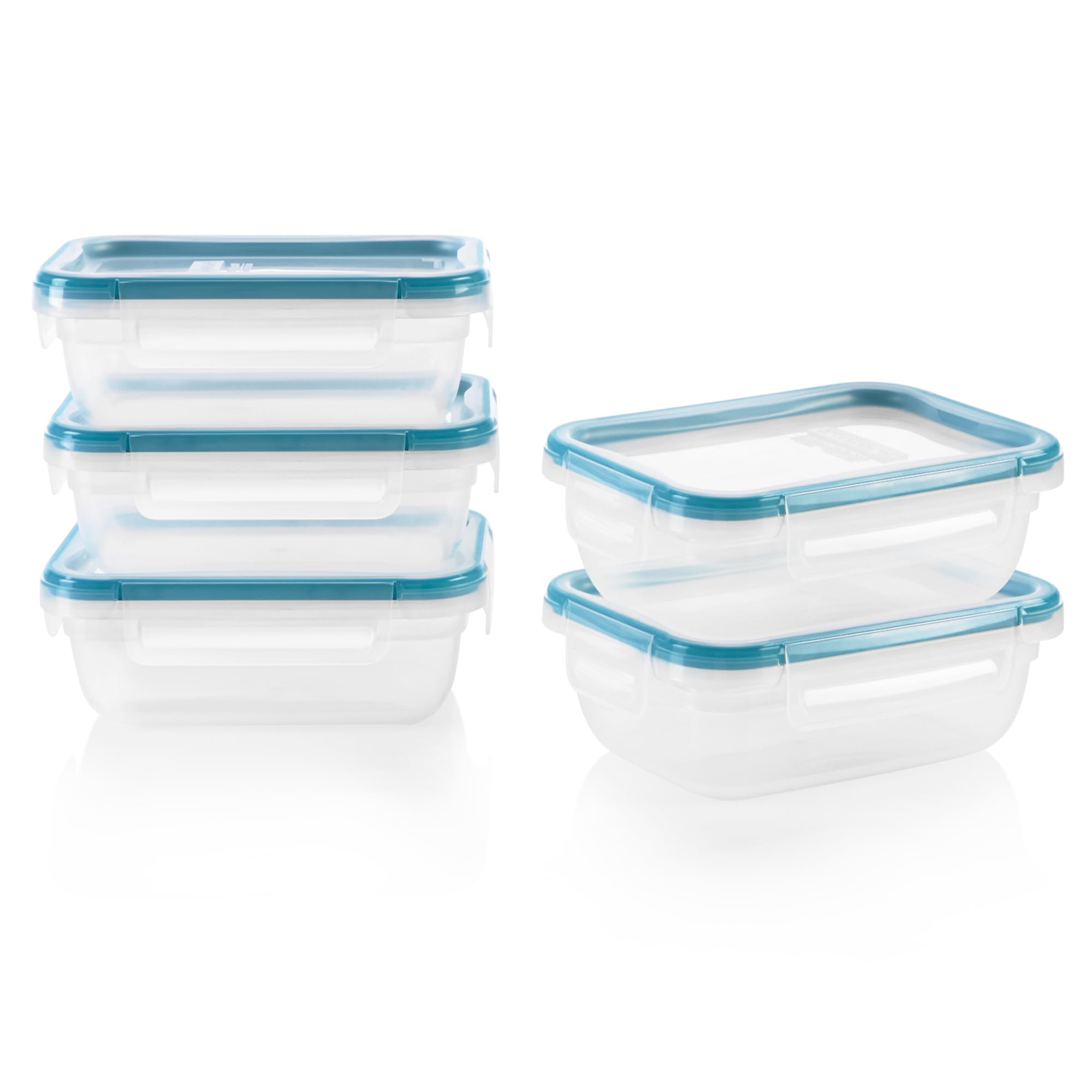 Plastic Total Solution (5-Pack, 3-Cup) Food Storage Containers Set | Plastic meal prep containers with plastic BPA-free lids with 4 locking tabs, microwave, dishwasher, & freezer safe