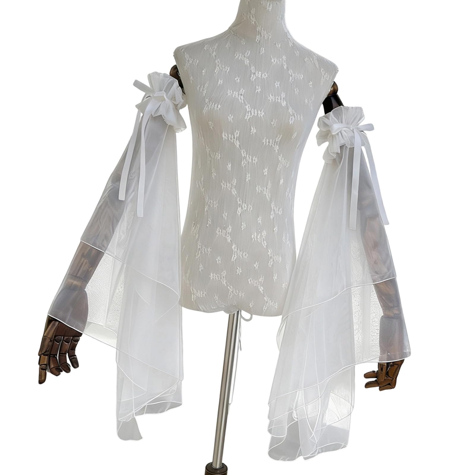 Romantic Tulle Arm Sleeves with Elegant Ruffle Cuffs for Banquet Wedding Formal Events Dress Up Props Wedding Arm Covers