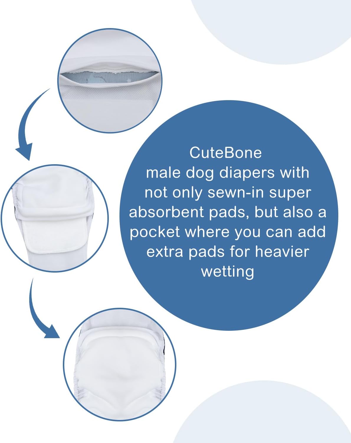 CuteBone Dog Diapers Male 4 Pack Puppy Wraps Reusable Doggie Belly Bands for Male Dogs Small Medium Large FGG02XL