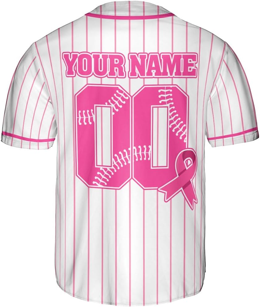 Personalized Breast Cancer Awareness Baseball Jersey, Breast Cancer Shirts for Women, Breast Cancer Shirts