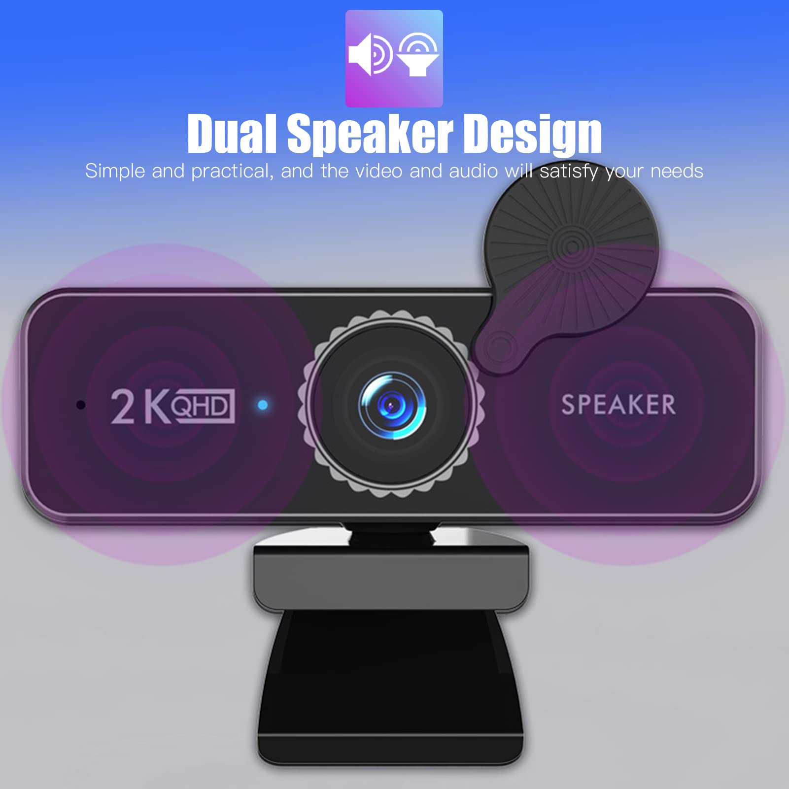 Kamera internetowa HD 1440P Kamera internetowa z mikrofonem USB PC kamera internetowa 120 stopni szeroki kąt z podwójnymi głośnikami Darmowa jednostka do nagrywania rozmów konferencyjnych gra