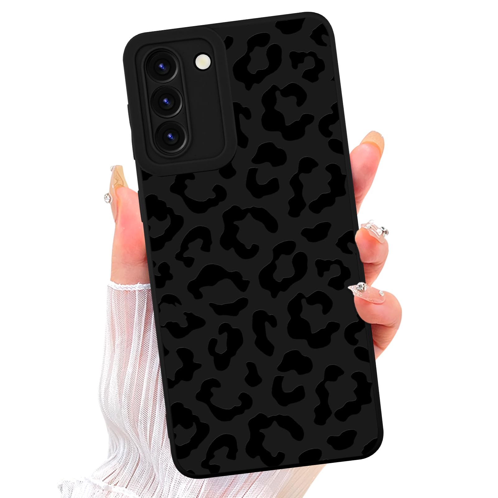 ZIYE Galaxy S21 Plus Case Black Leopard Pattern Phone Case with Camera Protection,Soft TPU Silicone Rubber Protective Cover Cheetah Design Cases