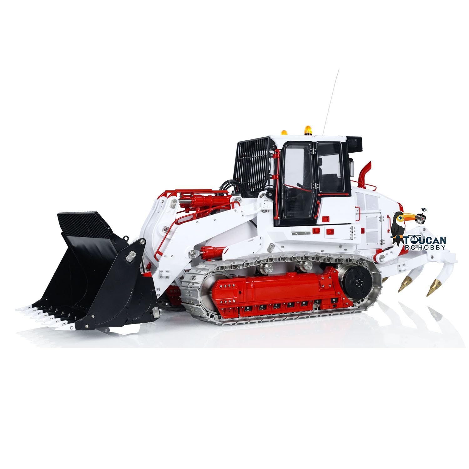 TOUCAN RC HOBBY LESU 1:14 973K RC Caricatore Idraulico RC Tracciato Trasferimento Camion Costruzione Veicoli Modello Pala Apertura Posteriore Aratro ST8 Telecomando Bianco Nero Rosso