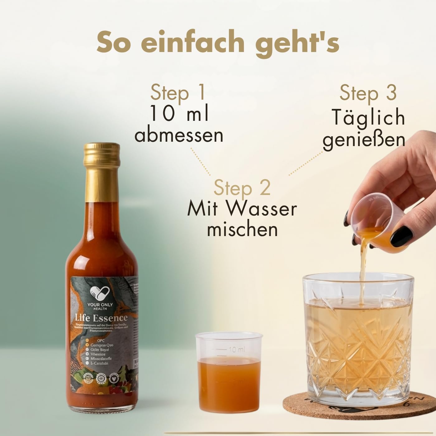 Mikronährstoffe Konzentrat flüssig – 3x 350ml (105 Portionen) | Ganzheitliches Multivitamin mit OPC, Coenzym Q10, Eisen & B-Komplex | Premium Zellschutz & Immunsystem von Life Essence