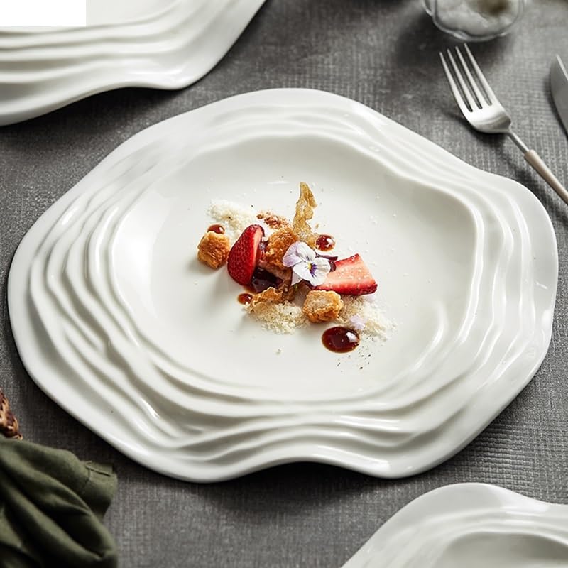 Ceramiczny talerz obiadowy do steków makaronowych i sushi – jednokolorowa zastawa stołowa wielofunkcyjna przekąska i deserowa taca kuchenna stylowa niezbędna do jadalni