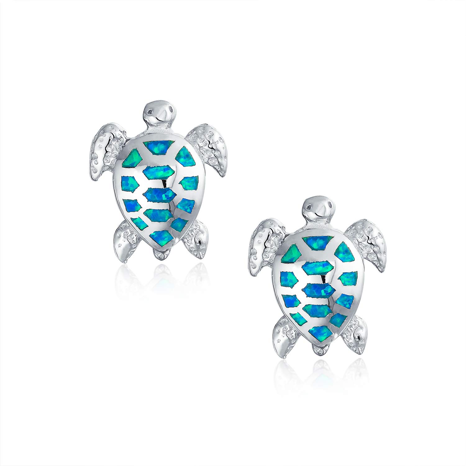 Zierliche Urlaub Nautische Marine Leben Ozean Weiß Blau Erstellt Opal Herz Schildkröte Drop Hebel Zurück Ohrringe Für Frauen Teen .925 Sterling Silber