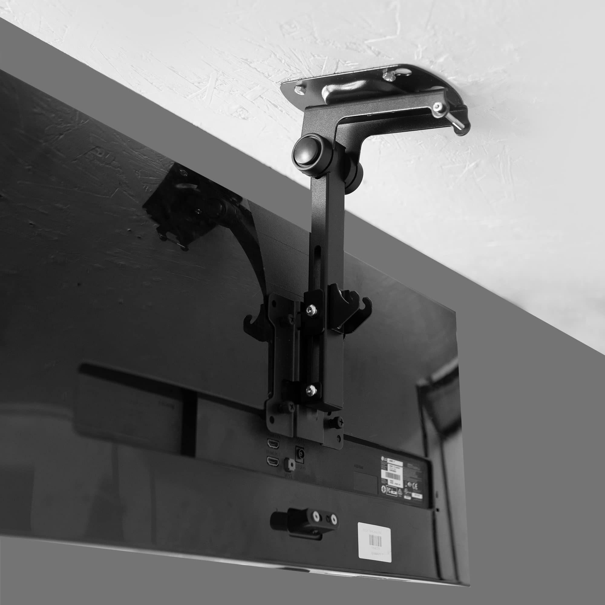 VIVO Ręczny uchwyt sufitowy do płaskich ekranów od 13 do 68.6 cm, składany pochyły dach i montaż pod szafką do telewizora LCD i monitorów, MOUNT-M-FD27