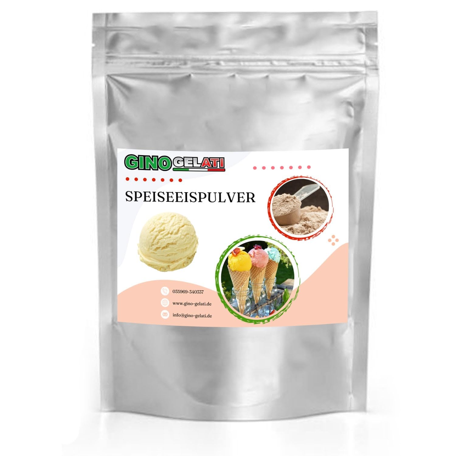 Gino Gelati fruchtiges Eis Speiseeis Pulver, verschiedene Geschmackssorten, schnelle und einfache Zubereitung, für Gastronomie und private Küche, Made in Germany (10 Kg, Bourbon Vanille)
