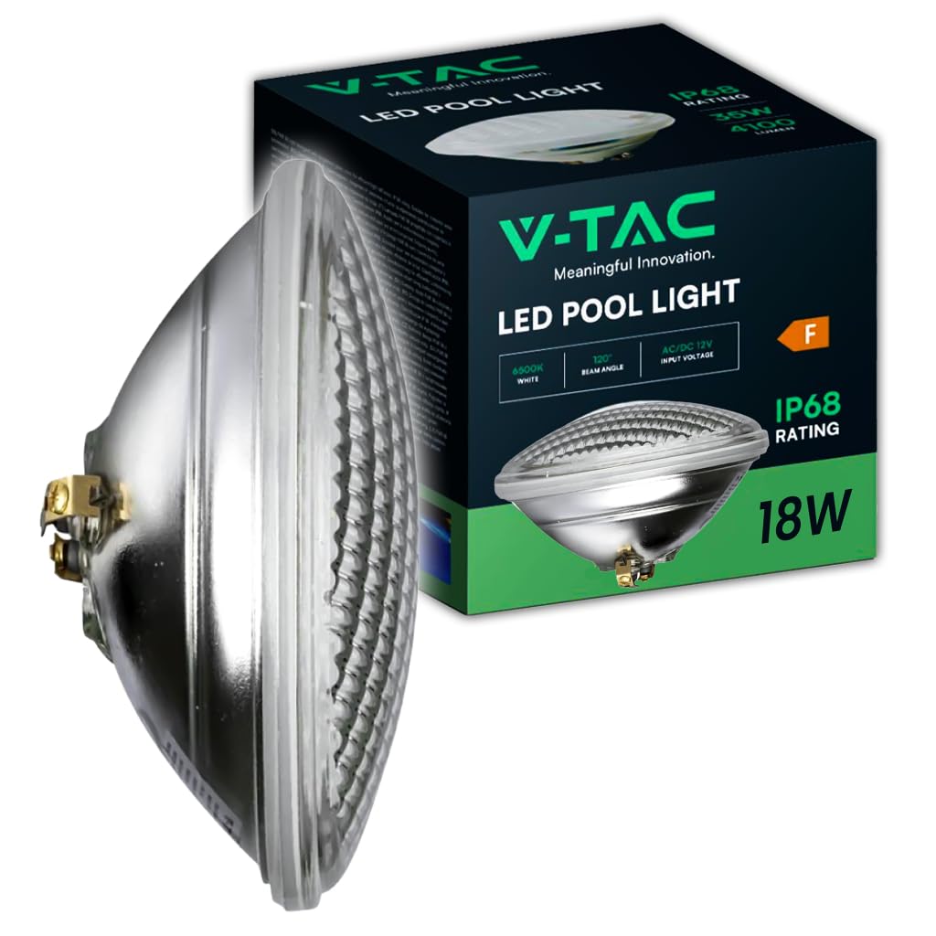 V-TAC VT-1262 12W PAR56 Pool-Leuchte Einbauleuchte Kaltweiß 6500K Wasserdicht IP68 - SKU 7559