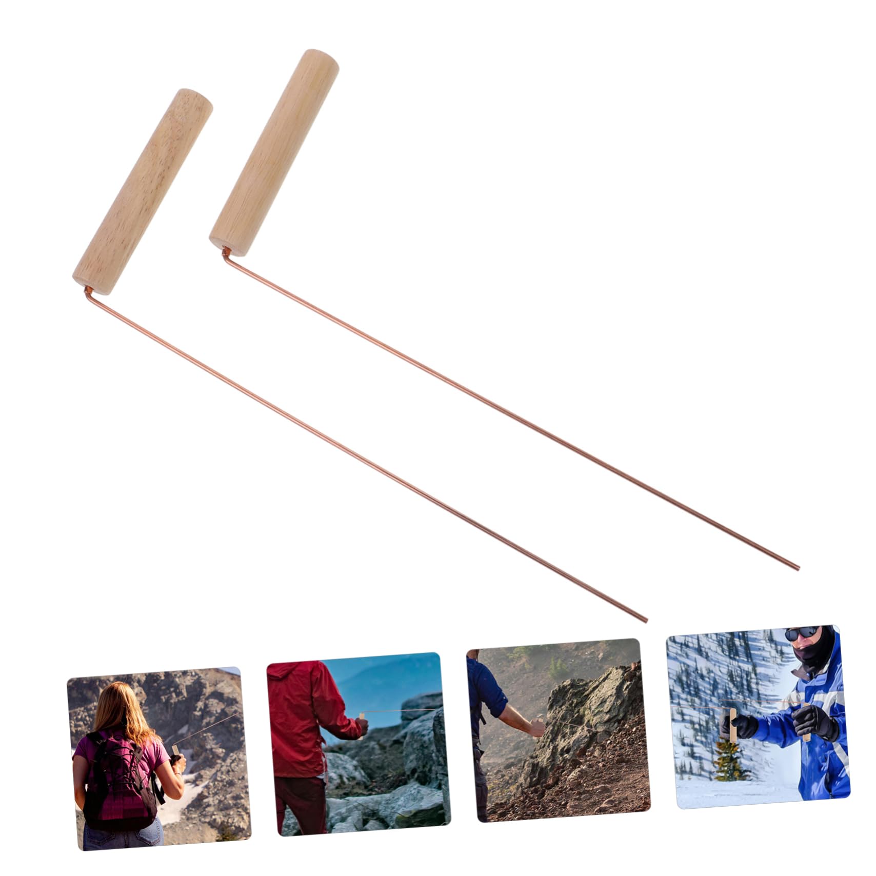 SOLUSTRE 2pcs Prospecting Rod Tool Divining Rod Outdoor Dowsing Rods Portable Dowsing Rods Long Dowsing Rods Dowsing Rod for Detection Dowsing Rods for Compass Detection Rod Golden Wooden