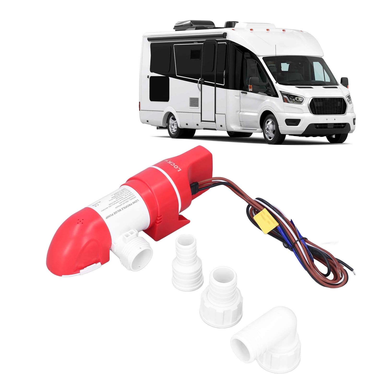 Pompe de Cale Automatique Électrique en Acier Inoxydable 12V, Débit 4160LPH avec Rotation 360° pour Bateaux, Détection d'Eau Intelligente